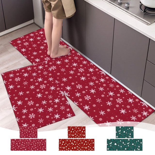 Juego de Dos Alfombrillas Navideñas Xihbxyly para Cocina Dormitorio Entrada Baño