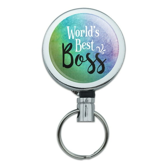 World's Best Boss Heavy Duty Metal Retractable Reel ID Badge Key Card Tag Holder with Belt Clip