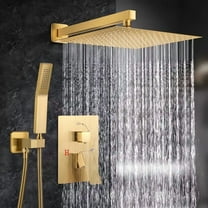 Brushed Gold Shower Faucet Set with Valve 8 inch Rain Shower Head Combo System