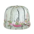 thumbnail image 2 of Daiia Vintage Wood with Floral print Flat Bill Hats Flat Brim Trucker Cap Baseball Cap Adjustable Classic Low Profile Hat Unconstructed Plain Cap, 2 of 9
