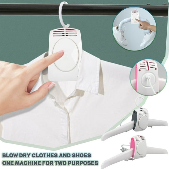 Electric Clothes Drying Hanger, Portable Foldable Dryer Rack, Multifunctional Clothes And Shoes Dryer，Lightweight US Plug 110-240V for Home Traveling, White