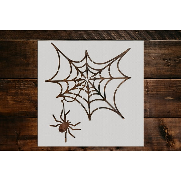 Spider and Spider Web Stencil - Art and Wall Stencil (6"x6")
