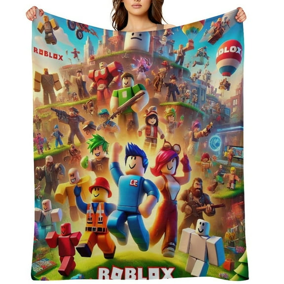 Roblox flannel blanket throw Plush Throw Blanket - Measures - Kids Super Soft Fleece Creeper Battle Bedding