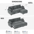 thumbnail image 4 of BedLuxury 81" Sectional Sleeper Sofa With Pull Out Bed, Storage Ottoman & USB Charging, L Shape Modern Couch for Living Room, Corduroy Gray, 4 of 10