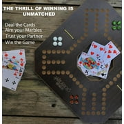 Jackaroo Board Game - 2-4 Player Cards and Marbles Board Game - Marble Chase Game - Carbles Board Game with Cards - Jokers and Marbles Board Game Wooden Board Foldable and Open in The Middle (Walnut)