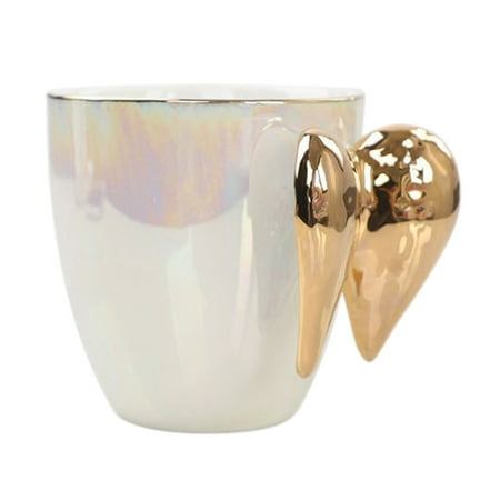 

Gold-Plated Handle Coffee Cup White Ceramic Office Home Tea Milk Porcelain Cup Couple Gift Home Decoration