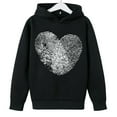 thumbnail image 5 of Fingerprint Heart Hoodie for Girls Oversized Pullover Lightweight Black Graphic Kids Sweatshirt,Size 3 T, 5 of 8