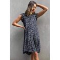 thumbnail image 2 of Summer Dress for Women Sleeveless Ruffle Sleeve Round Neck Mini Dress Solid Color Loose Fit Short Flowy Pleated Dress, Blue, S, 2 of 3
