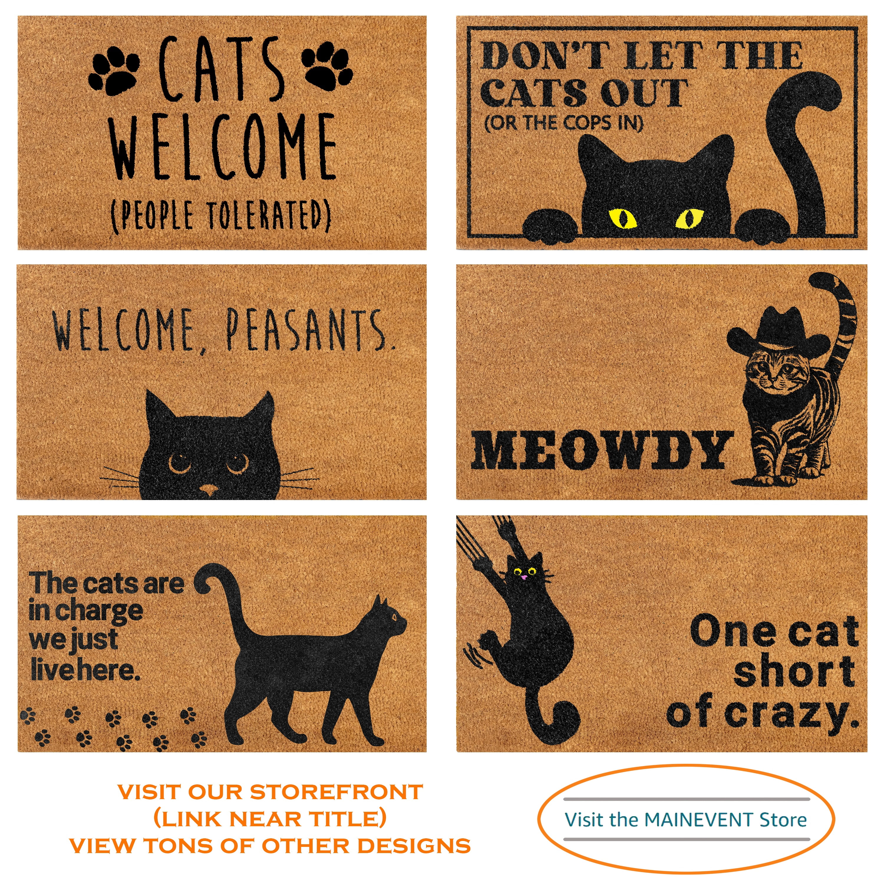 MAINEVENT Welcome Peasants Cat Doormat 30x17 Inch, Funny Outdoor Welcome Mat for Outside