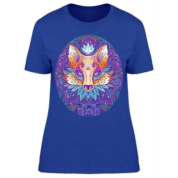 Fox Face Psychedelic  Pattern T-Shirt Women -Image by Shutterstock, Female Small