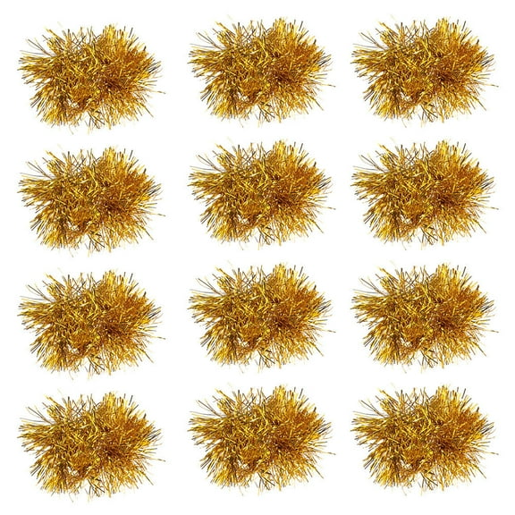 Raindrops Golden Cheerleading Pom Poms Plastic Material for Decoration with Stretchy Band 12 Pieces
