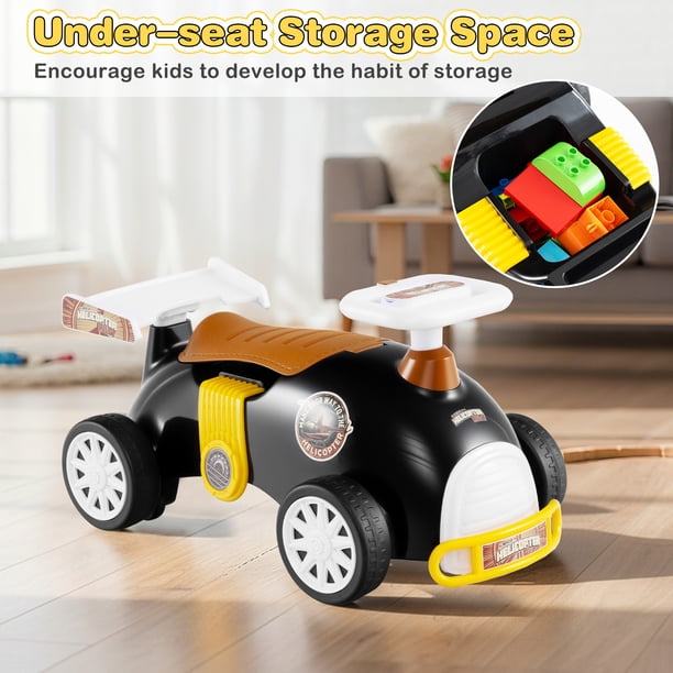 OLAKIDS Ride on Push Car with Music, Under-Seat Storage, Kids Foot