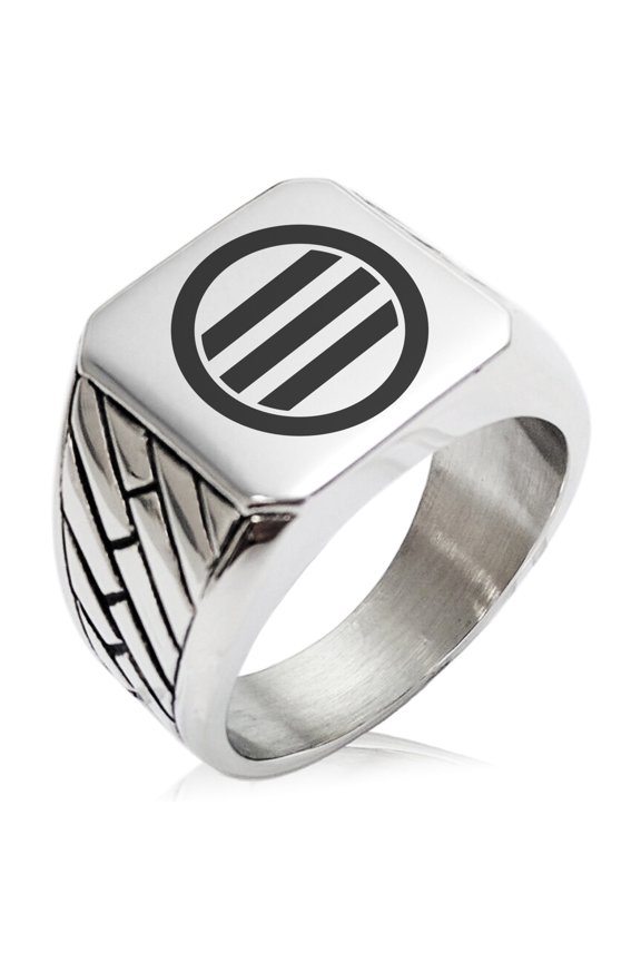 Stainless Steel Kikkawa Samurai Crest Geometric Pattern Biker Style Polished Ring