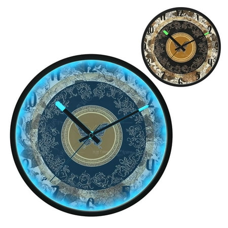 Iauyy Vintage Battery Sunrise Clock Wall Clock 12 inch Fashion Bedroom/Biathroom Lighted Wall Clock for Kitchen Clocks ,Outstanding Golden Rings