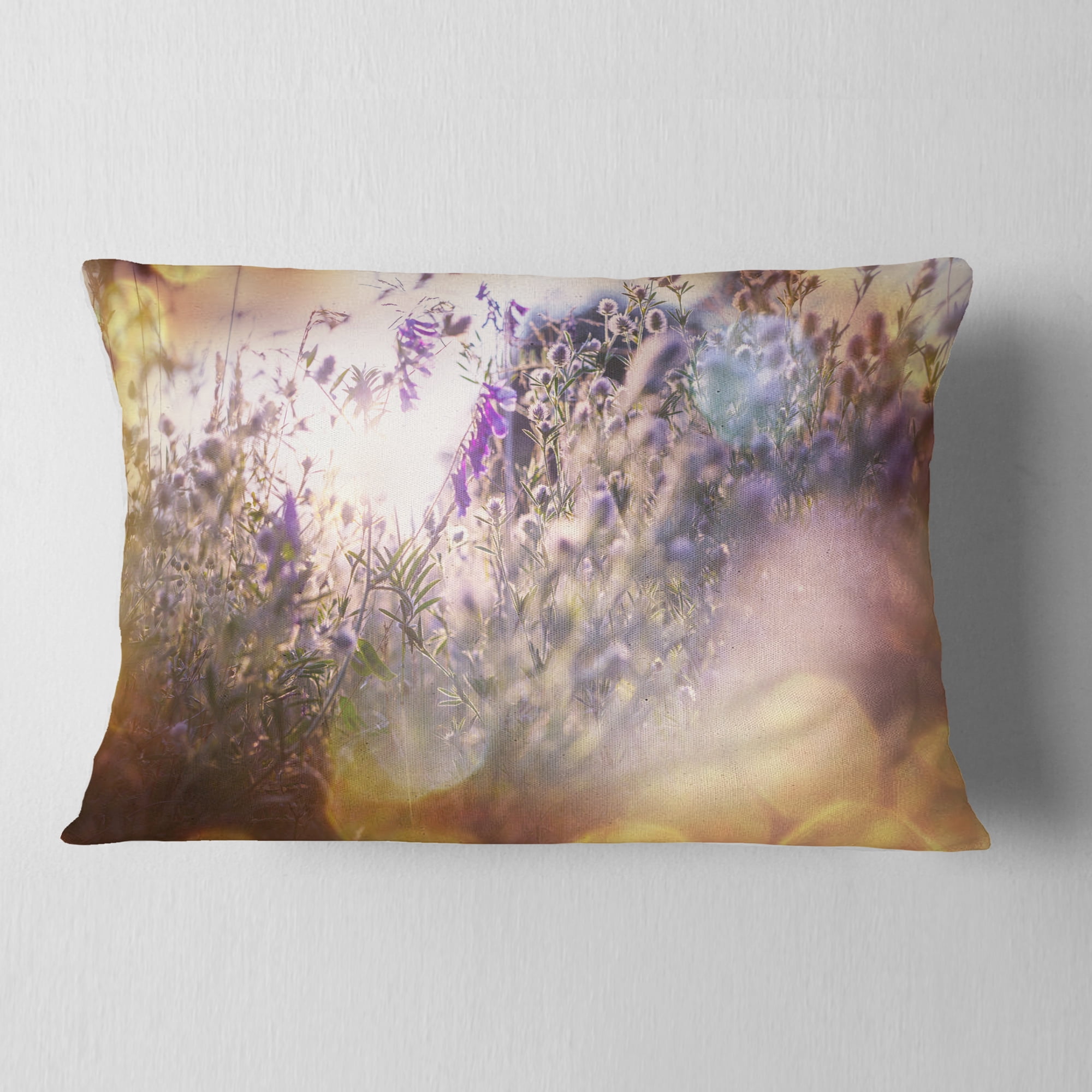 Designart 12" x 20" Purple Polyester Throw Pillow