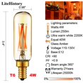 thumbnail image 4 of Bombilla LED LiteHistory T8-4G22K-6Pack Filamento Regulable E12 4W Equivalente 40W Pack de 6 Unidades, 4 of 5