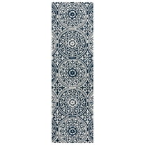 SAFAVIEH Metro Isador Geometric Runner Rug, Blue/Ivory, 2'3" x 8'