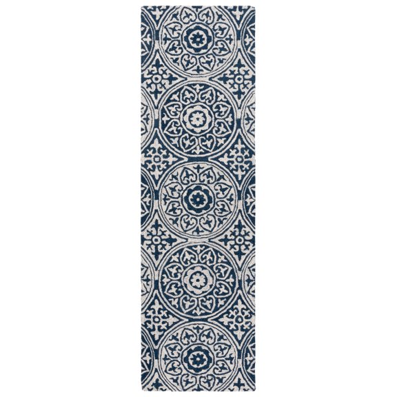 SAFAVIEH Metro Isador Geometric Runner Rug, Blue/Ivory, 2'3" x 8'