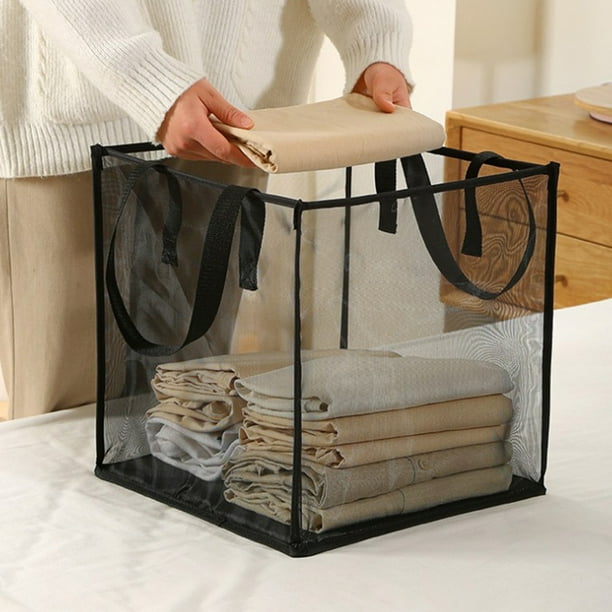 Organizadores de armario y almacenamiento, Organización y almacenamiento, Contenedores de almacenamiento, Bolsa para cesto de ropa con asas, Cesto de ropa portátil, Cesto de malla para ropa sucia, Bol