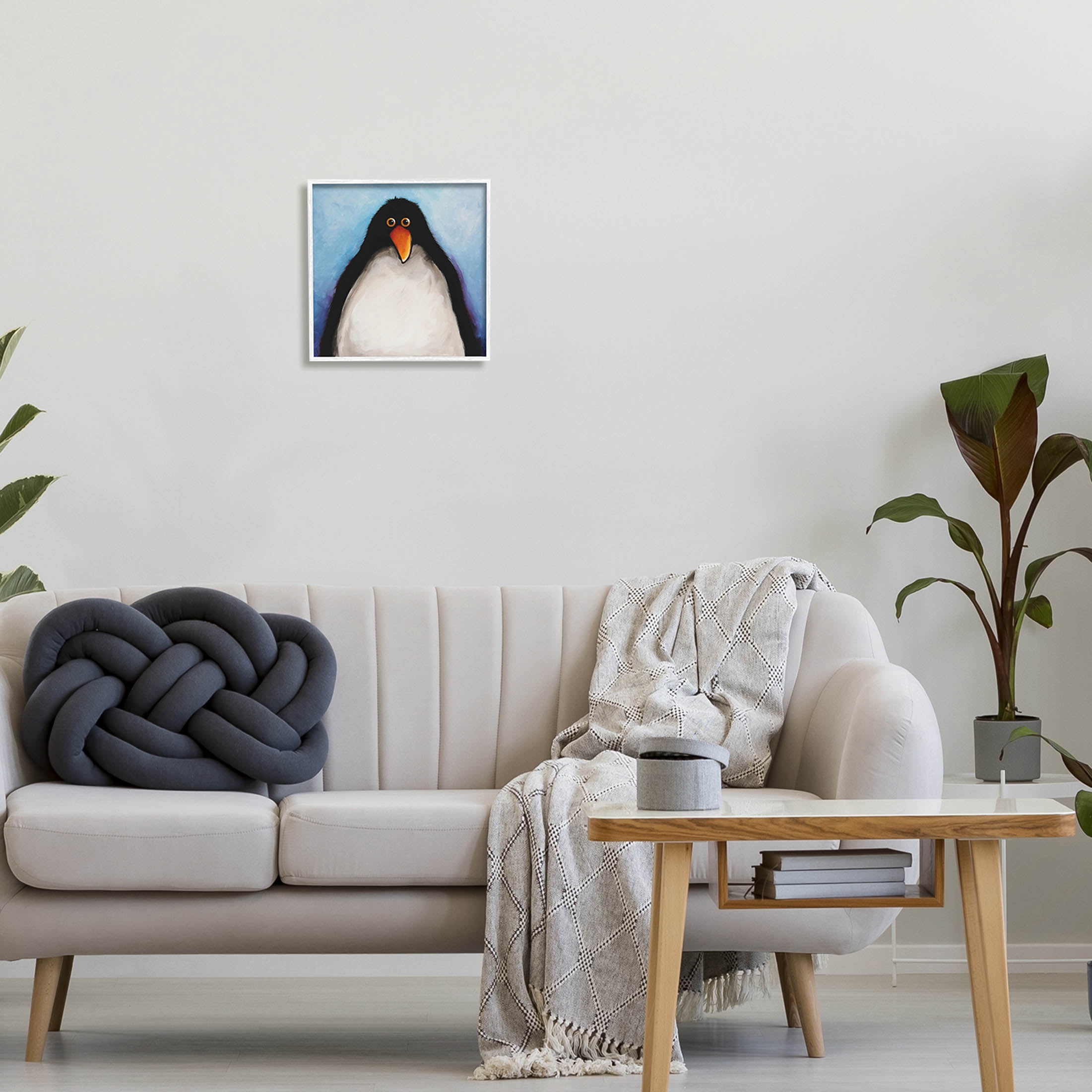 Stupell Industries Gazing Penguin Portrait Painting White Framed Art Print Wall Art, Design by Lucia Stewart