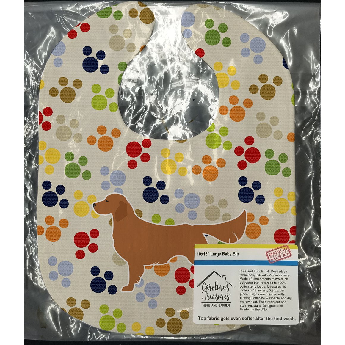 Golden Retriever Pawprints Baby Bib