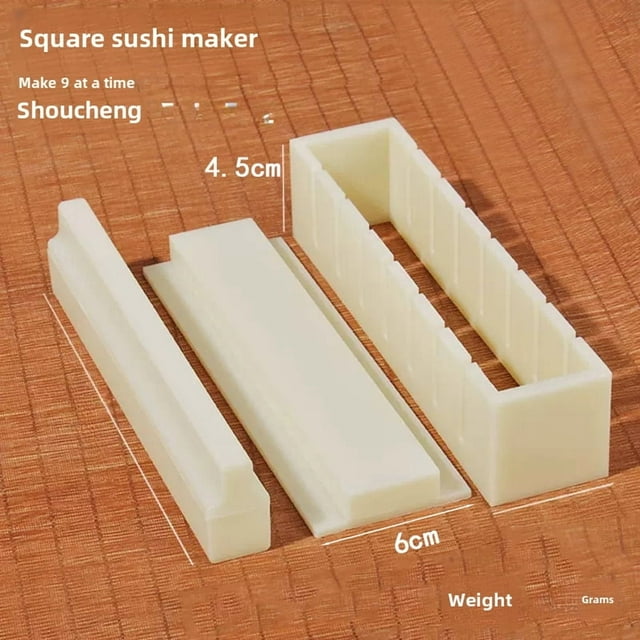 Ensemble de Moules à Sushi Carrés Blancs 3 Pcs / Plastique Durable de Qualité Exportative / Design Moderne Simple / Facile à Utiliser pour Cuisines et Professionnels à Domicile / Outils de Fabrication de Sushi Abordables (44259)