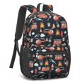 thumbnail image 2 of Fireman and Helicopter Black Pattern 17" Waterproof Oxford School Backpacks for Teens, S-Shape Padded Straps, for School, Travel, Hiking, Camping, 2 of 5