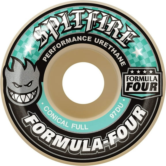 Spitfire F4 Conical Full Skateboard Wheels 97a 58mm White/Turquoise