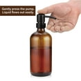 thumbnail image 5 of Junjian 2 Pack Glass Soap Dispenser, Thick Amber Glass Pint Jar Soap Dispenser with Matte Black Stainless Steel Pump, 16ounce Boston Round Bottles Dispenser, 5 of 8