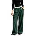 thumbnail image 2 of Karymi Pants for Women High Waist Wide Leg Suit Pants, Front Crease Pleated Draped Flare Trousers Elegant Office Long Pants with Pocket, 2 of 8