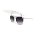 thumbnail image 1 of Womens Large Flip Up Visor Flat Top Horn Rim Plastic Sunglasses White Smoke, 1 of 4