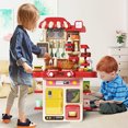 thumbnail image 4 of JBeeCtrl Play Kitchen Set for Kids 48Pcs 28Inch Kids Toy Kitchen Playset with Real Sounds & Lights Pretend Play Food Toddler Kitchen Toy Gift for Boys and Grlis Age 3 4 5 6 7(27.5"x18.1"x8.6) Pink, 4 of 7