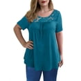 thumbnail image 4 of LETDIOSTO Women's Plus Size Tops Short Sleeve Shirts Lace Pleated Tunic Causal Tee Blouses M-4XL, 4 of 6