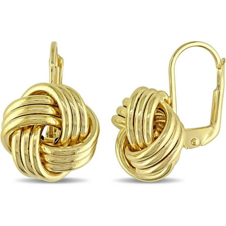 10kt Yellow Gold Love Knot Leverback Earrings