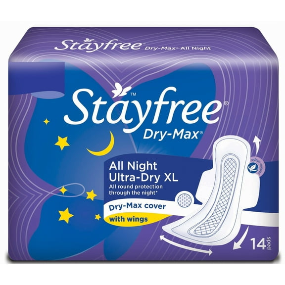 Stayfree Dry Max All Night Sanitary napkins (Pack of 14 Count)