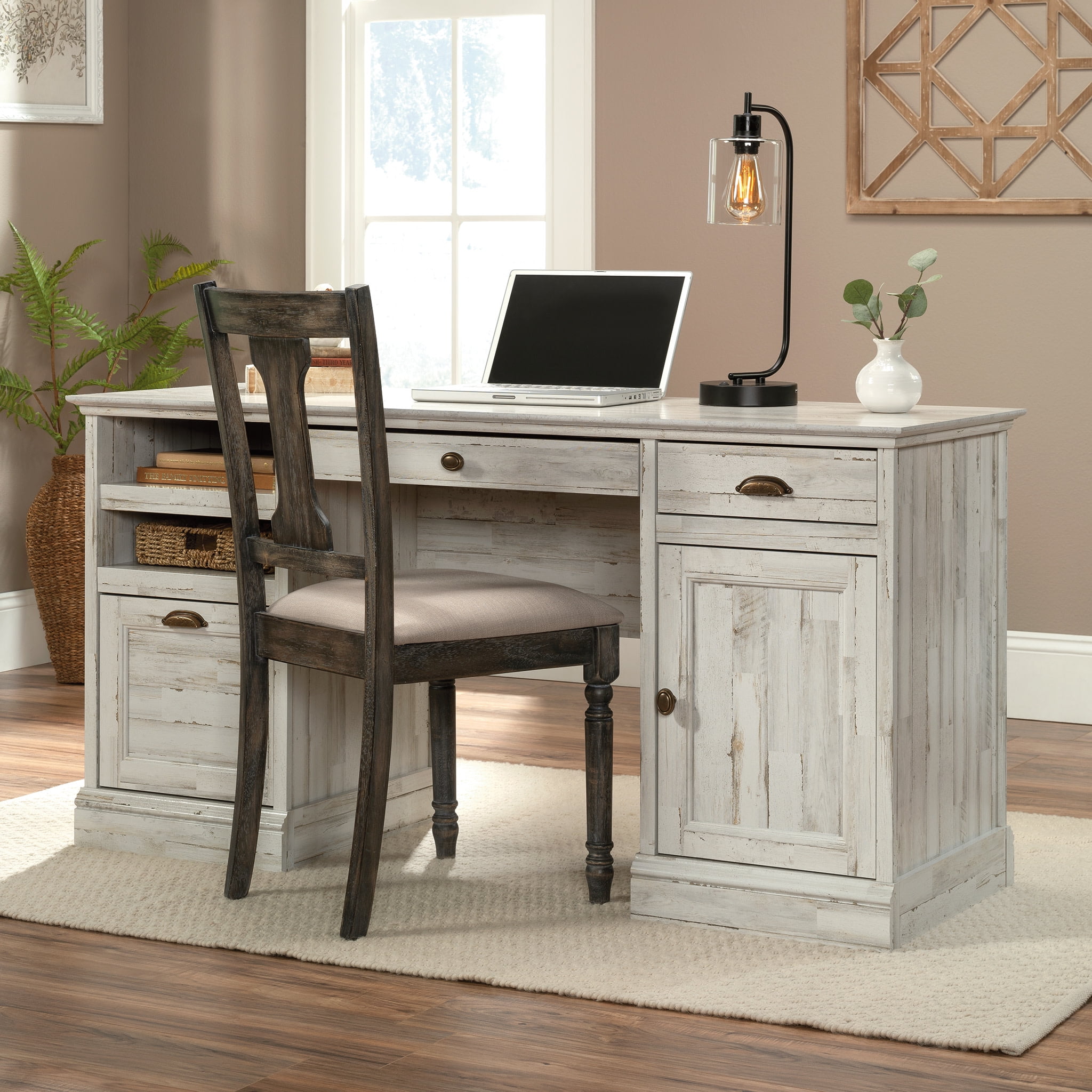 Sauder Barrister Lane Executive Desk, White Plank Finish