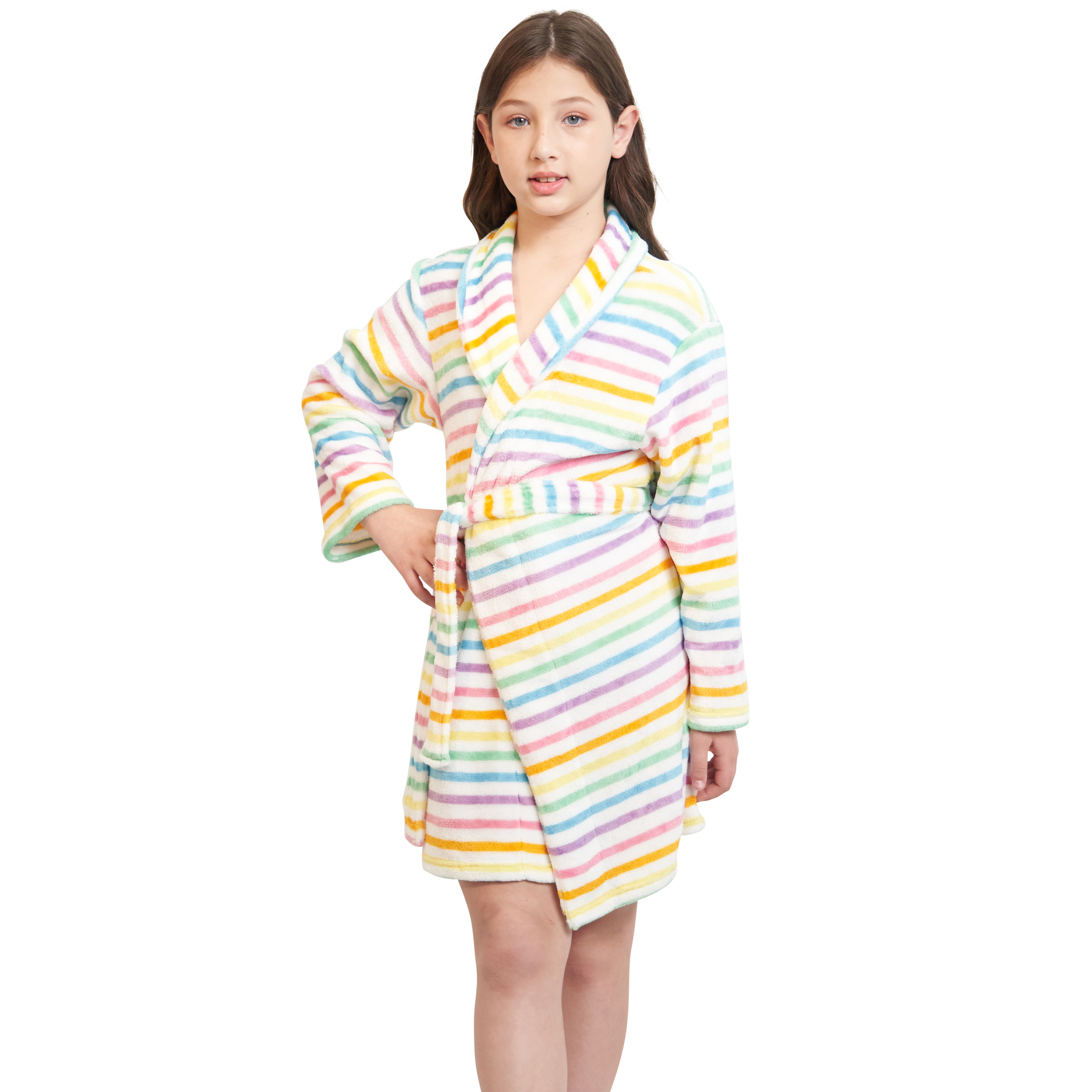 Modern Kids Bathrobes For Girls Ultra Soft Fleece Girls Robe Rainbow