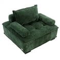 thumbnail image 5 of Square Modern Living Room Sofa Chair Ottoman, Upholstered Lazy Sofa Chair with Rubber Wood Legs and Thick Backrest, Stylish Leisure Chair Suitable for Bedroom, Hotel and Living Room, Emerald, 5 of 7