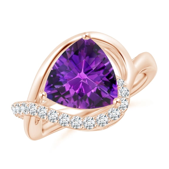 ANGARA Natural Trillion Checker-Cut 2.5 ct Amethyst Infinity Ring in 14K Rose Gold for Women (Size-10mm) | February Birthstone, Birthday, Anniversary, Jewelry Gift for Women | Natural Amethyst Ring