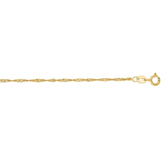 Luxurman 14k Yellow Solid Gold 1.5mm wide Classic Singapore Chain 24" Necklace with Lobster Clasp