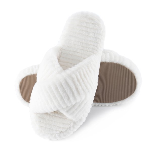 LORDFON Open Toe Cross Band Slippers for Women House Slippers with