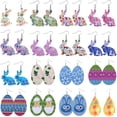 thumbnail image 3 of Double Easter Leather Earrings Colorful Eggs Party Rabbit Chick Happy Easter Day Decor Bunny Ester Girls Gifts Favor, Color 2, 3 of 3