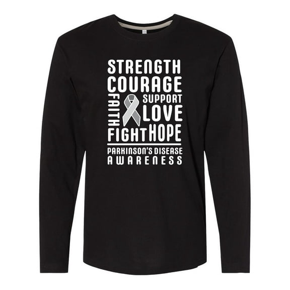 Inktastic Parkinson Disease Awareness Strength Courage and Support Long Sleeve T-Shirt