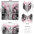 thumbnail image 5 of 4Pcs Paris Eiffel Tower Pink Shower Curtain Sets Bathroom Set Decor with Non-Slip Rugs Bath U-Shaped Mat Toilet Lid Cover Waterproof Valentine Bathroom Curtains Shower Set with 12 Hooks, 5 of 7