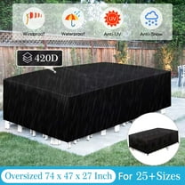 ZANHUI Patio Furniture Covers Waterproof 74L x 47W x 27H inches Outdoor Furniture Cover Extra Large Patio Set Table Covers Rectangular with 4 Windproof Buckles, Black