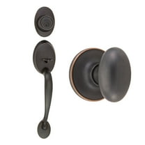 Design House Coventry Door Handleset w/ Egg Knob Interior & Single Cylinder Deadbolt in Oil Rubbed Bronze