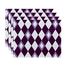 Simply Daisy, 18 x 14 Inch Harlequin Geometric Print Placemat (set of 4), Purple
