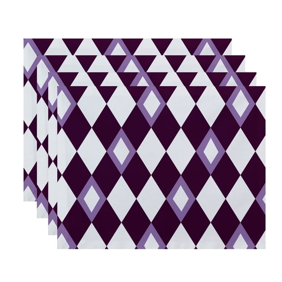 Simply Daisy, 18 x 14 Inch Harlequin Geometric Print Placemat (set of 4), Purple