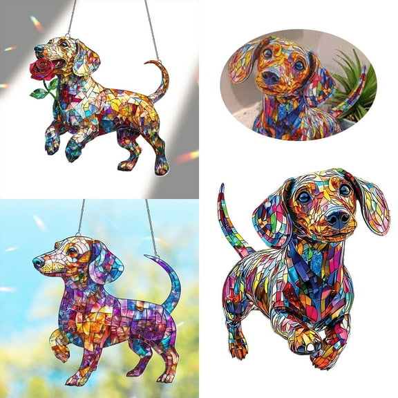 Love Dachshunds - Personalized Dachshund Window Hanging Suncatcher Ornament,Sun Catchers Decor,Window Hanging Decoration Stain Acrylic for Dachshund Dog Lovers