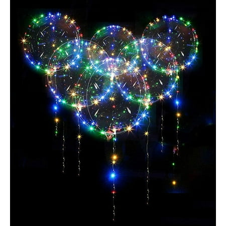 10pcs 20inch Clear Balloon Light Up Colorful Transparent Glow Bubble Party Decor